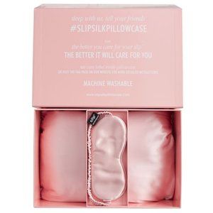 Slip Pure Pink Silk Pillow and Eye Mask Beauty Travel Set